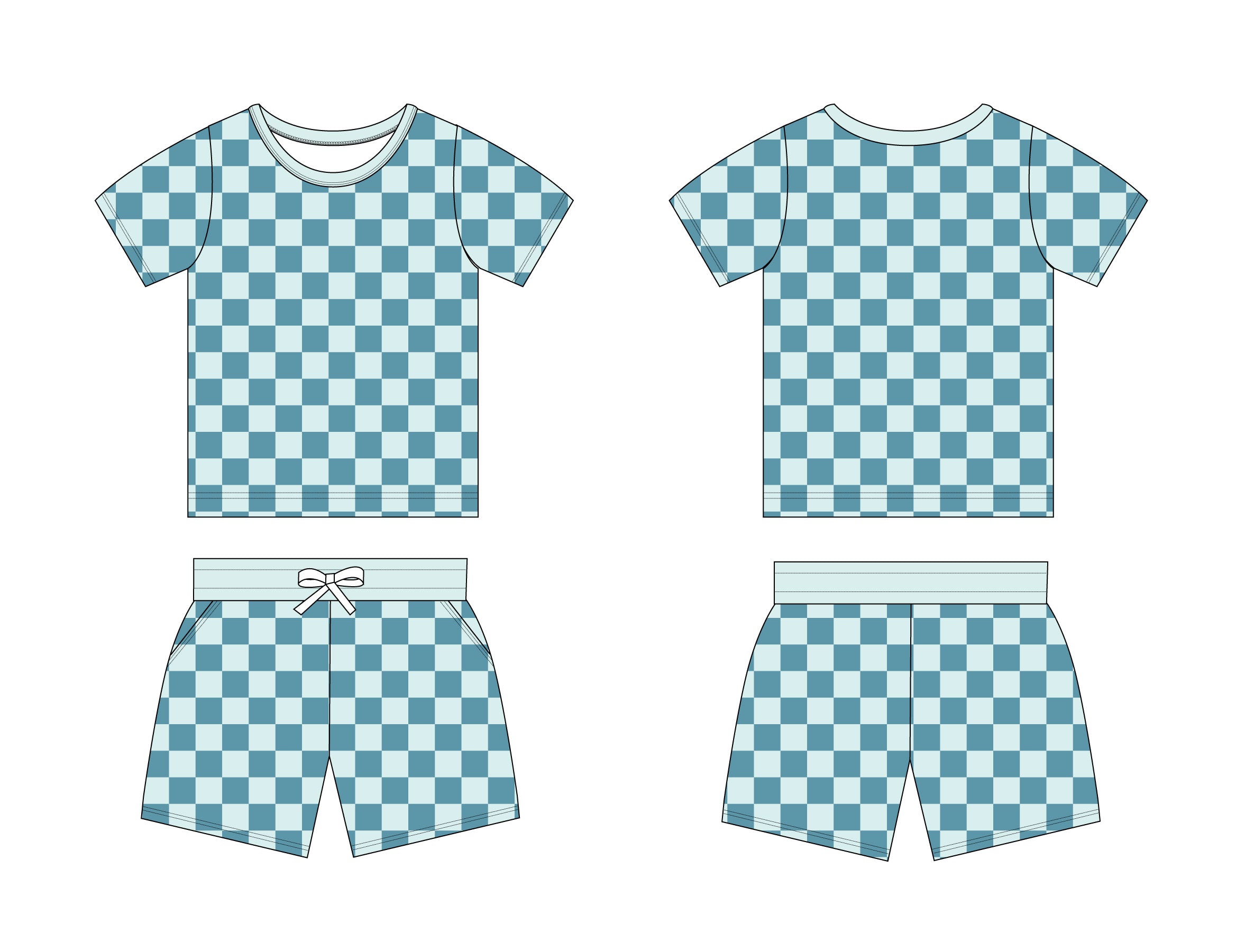 Honolulu Checker - Pocket Short Set