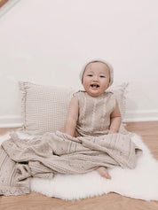 Luna + Luca Pointelle Baby Blanket - Heather Beige