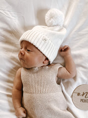 Luna + Luca Pom Beanie - White