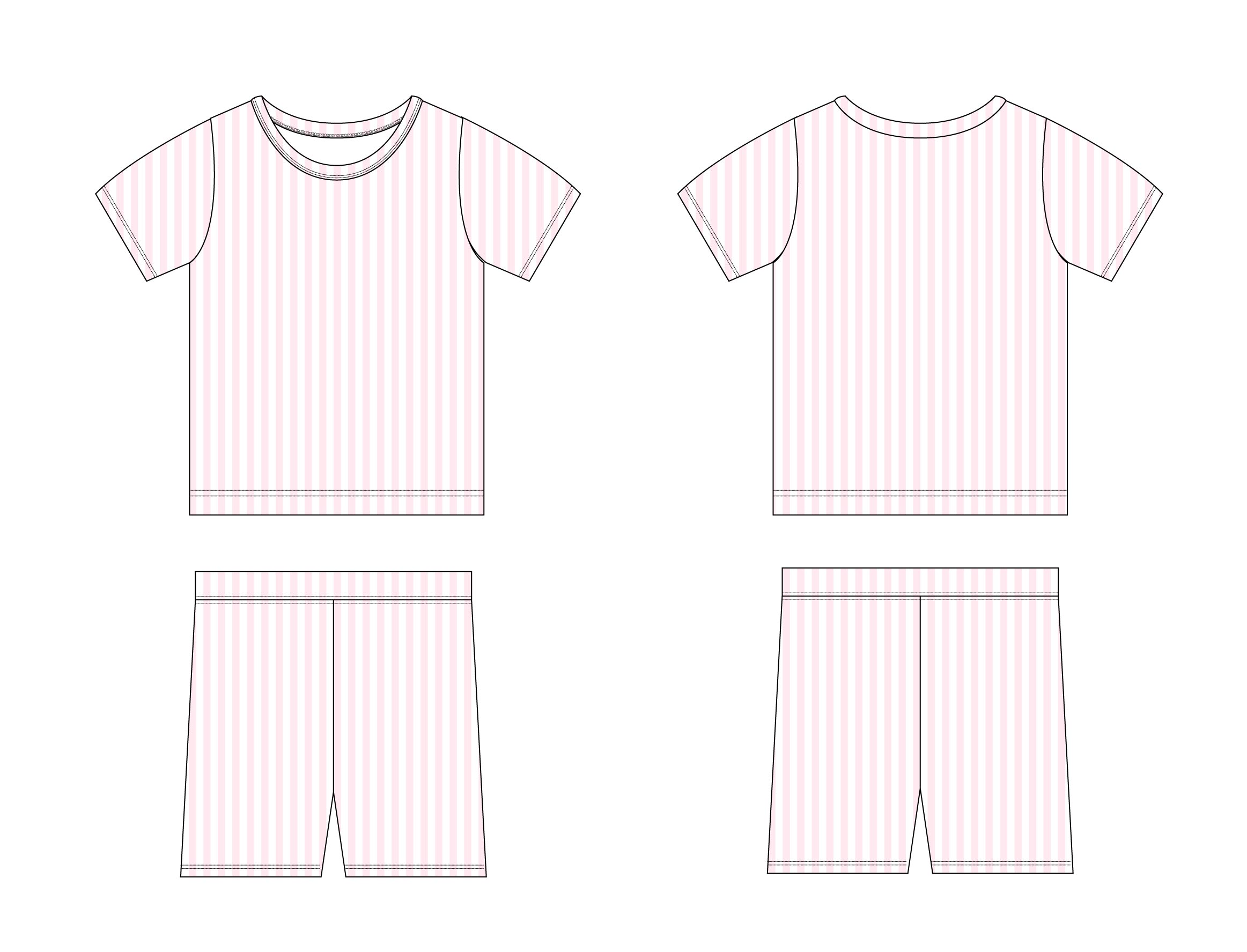 Pink Stripes - Short Set