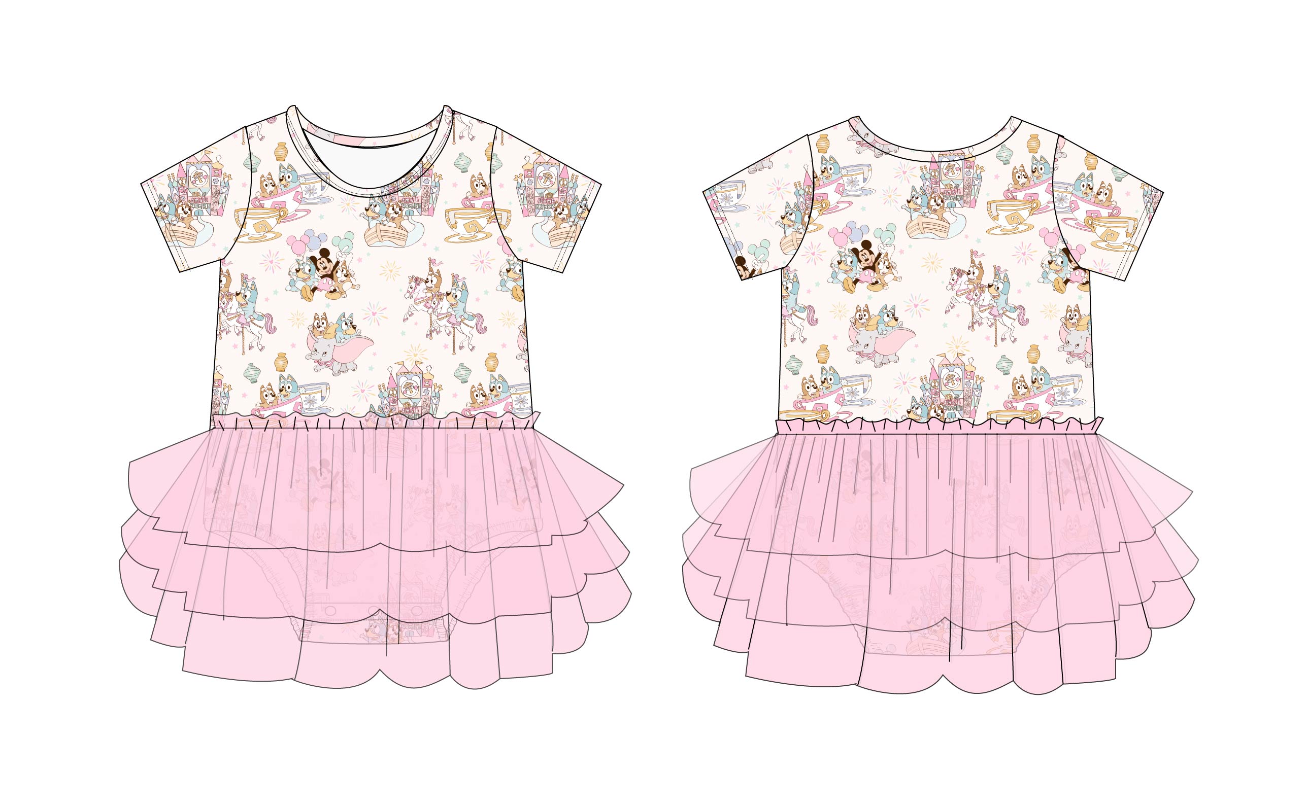 Pastel Park (Cotton Candy) - Tutu Bodysuit Dress