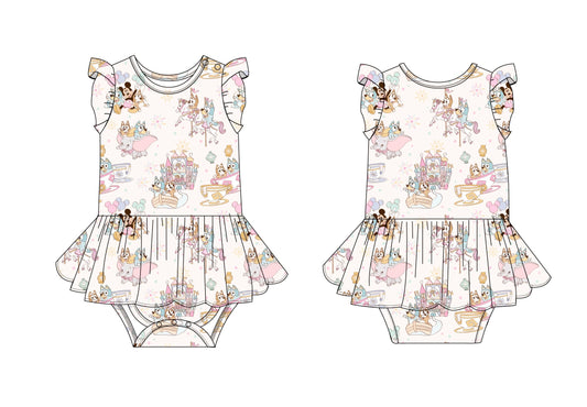 PREORDER (shipping December) Pastel Park (flutter sleeve) - Bodysuit Dress