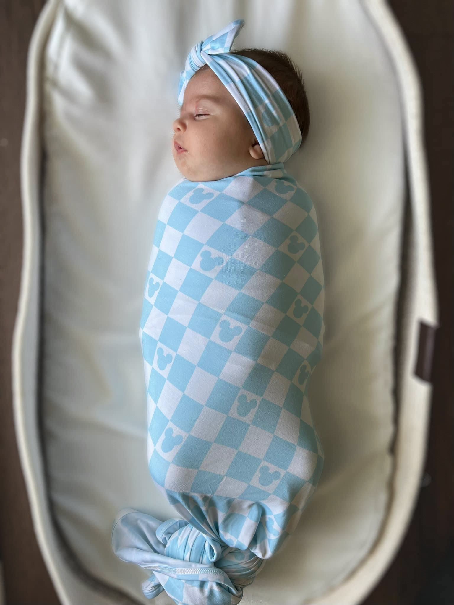 Beach Blue Mouse Checker - Lightweight Blanket