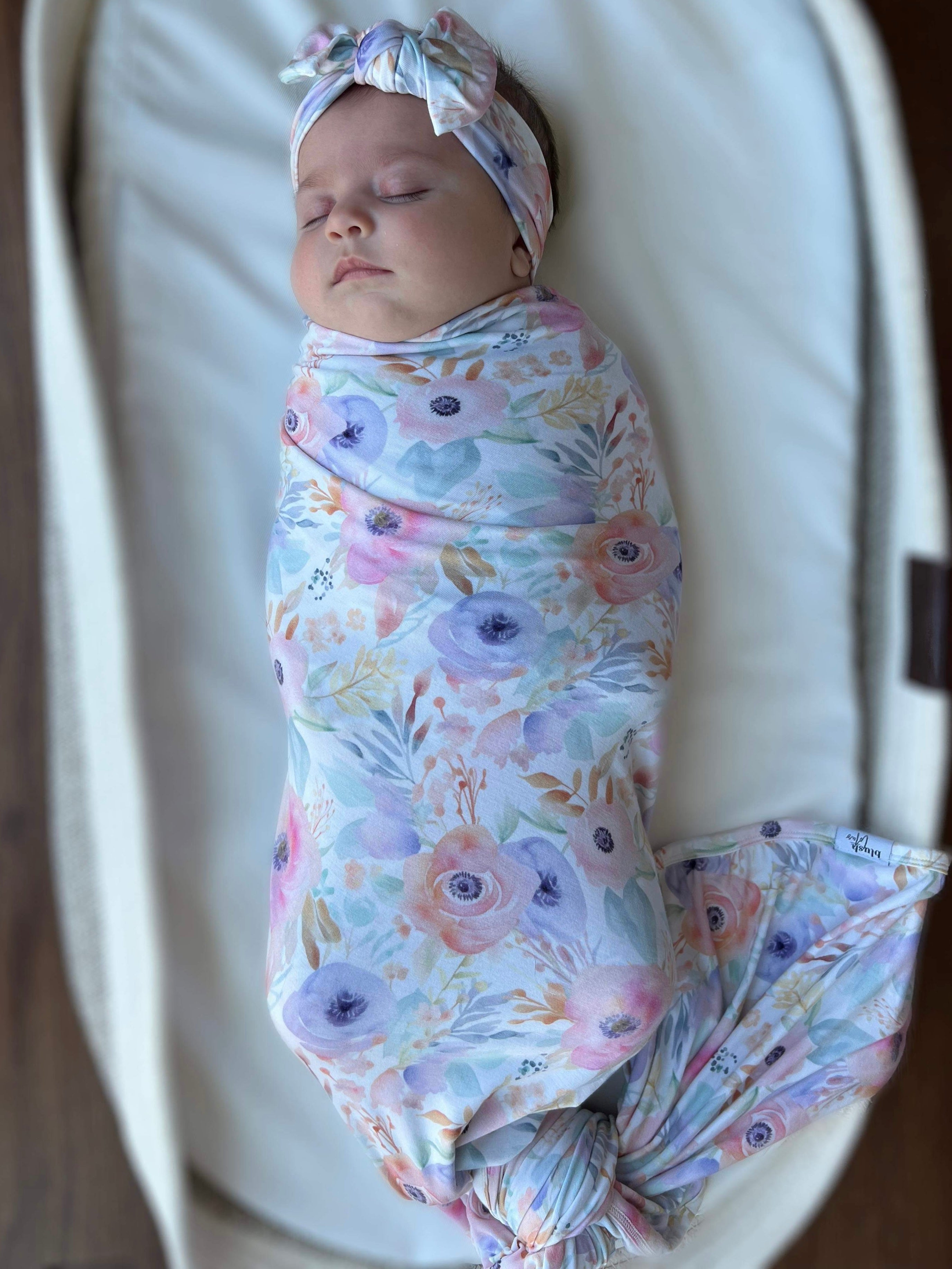 Blush and blue swaddle hotsell