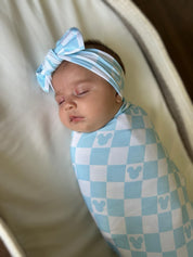 Beach Blue Mouse Checker - Lightweight Blanket