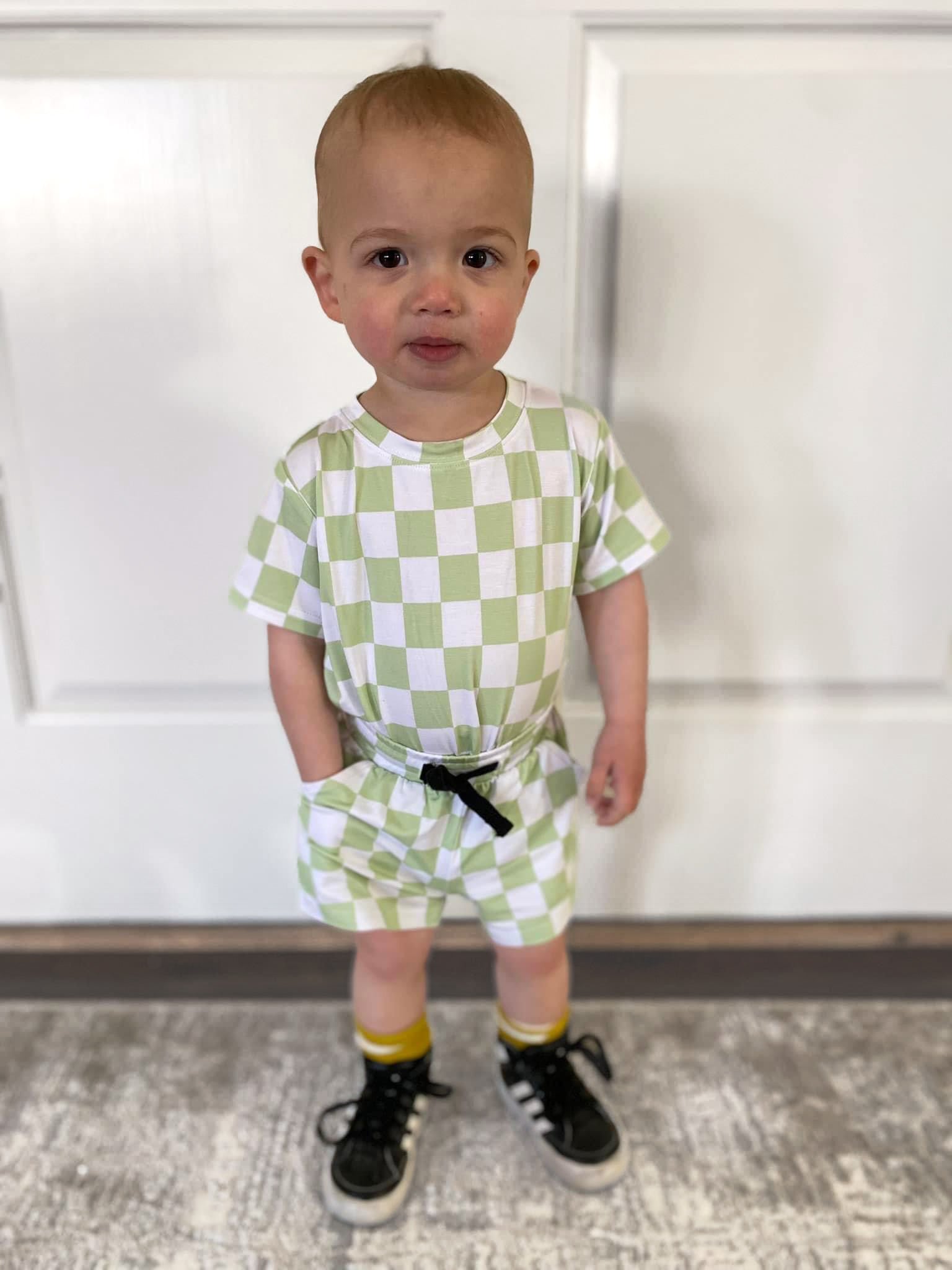 Green Checker - Pocket Short Set