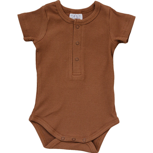 Rust Organic Cotton Ribbed Snap Bodysuit