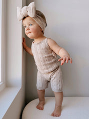 Luna + Luca Pointelle Romper - Heather Beige