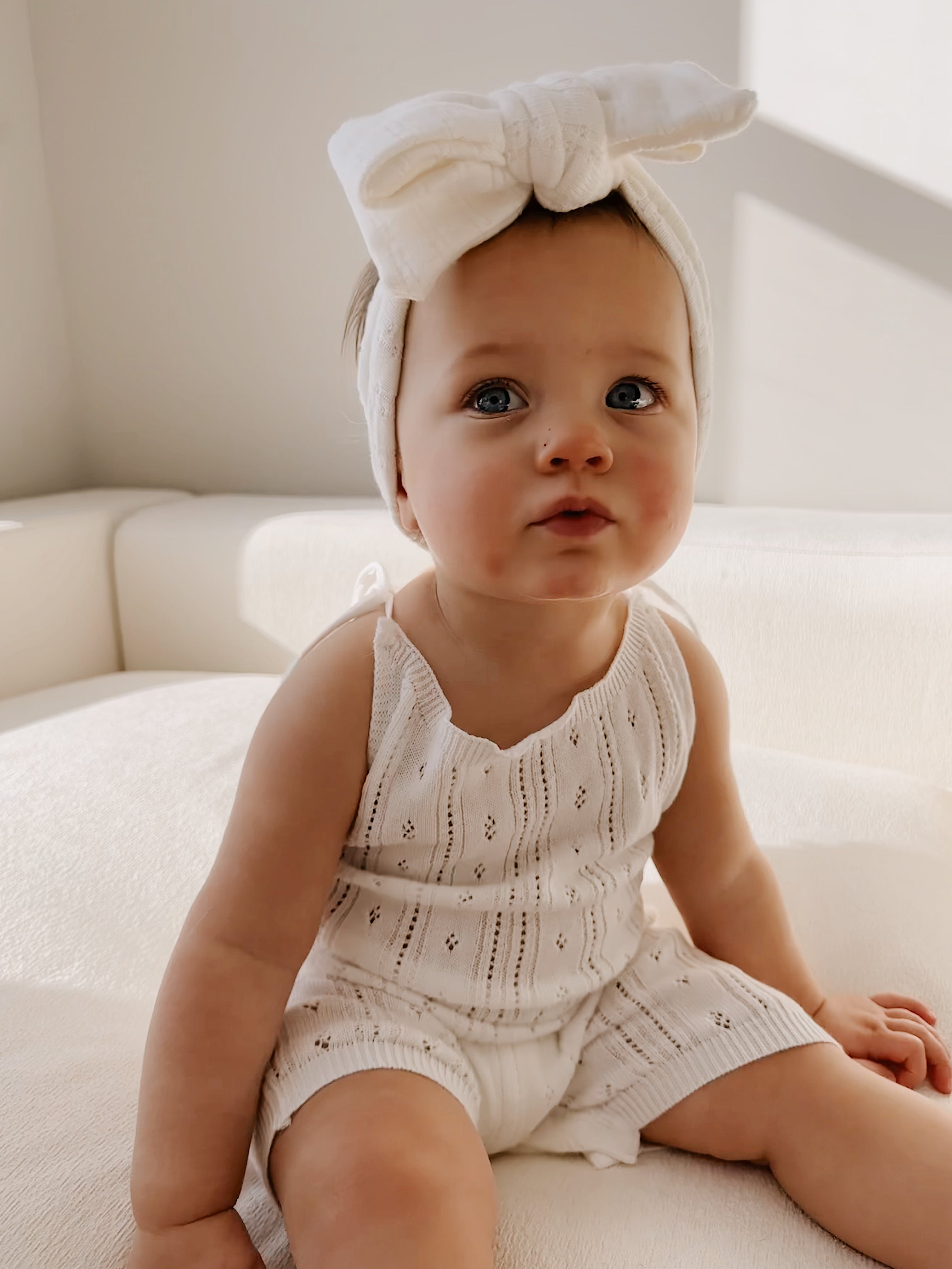 Luna + Luca Pointelle Romper - White