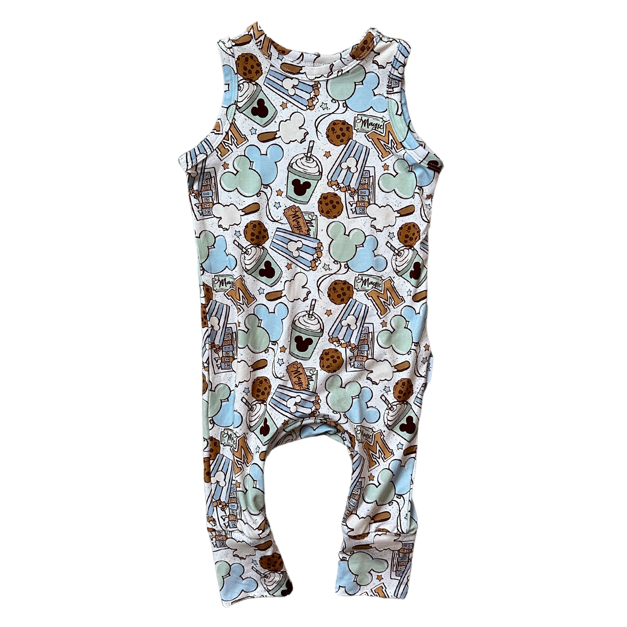 Snacks, Blue - Crescent Romper