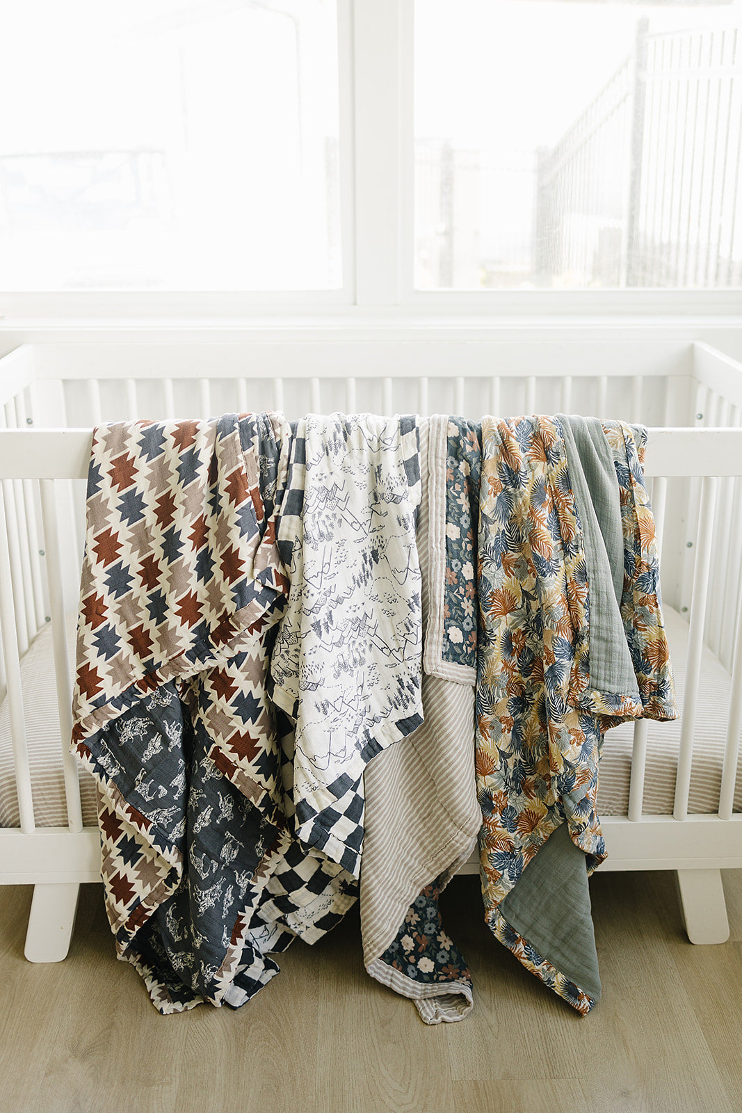 Paradise Palms+ Dusty Blue Muslin Quilt